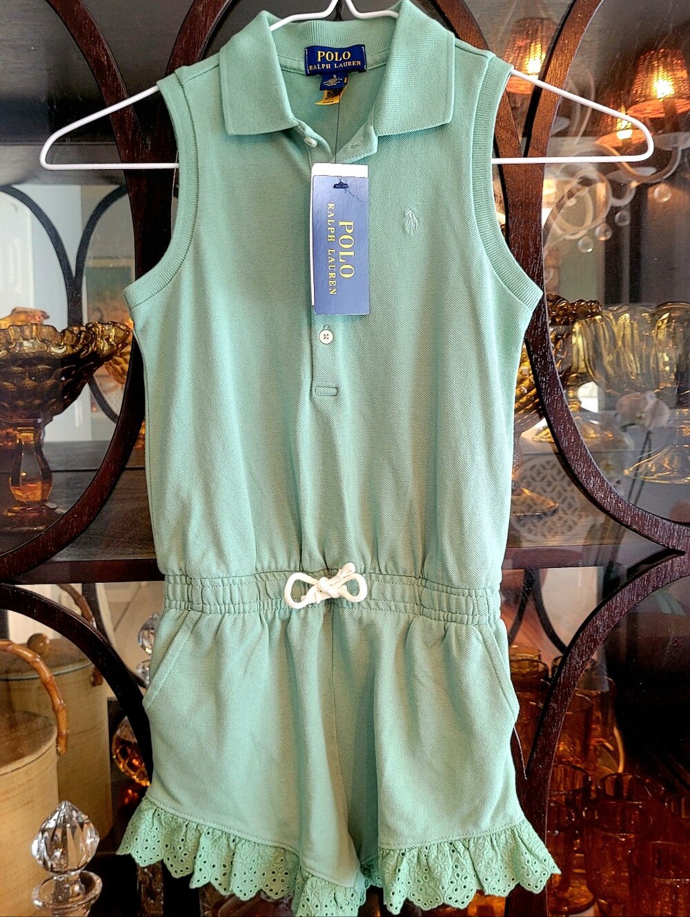 NWT Polo by Ralph Lauren Sage Green Girls Polo Romper